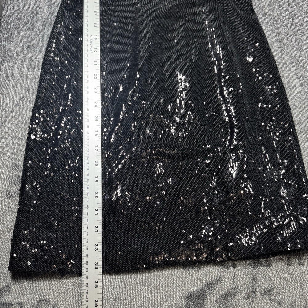 L'ECOLE DES FEMMES Women's Size Large Black Sequin Turtleneck Zip Back Dress - Picture 7 of 16